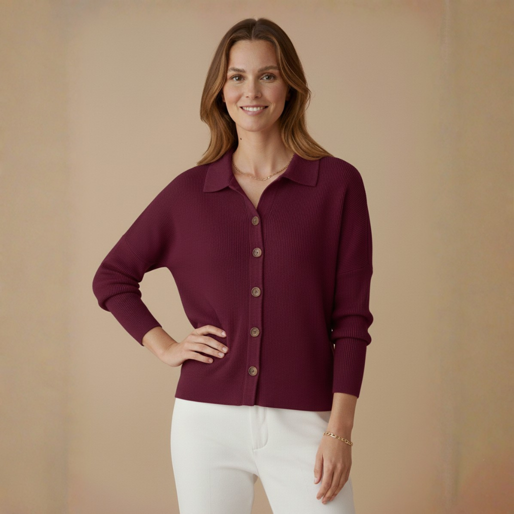 Mila Blouse | Dames Top, Fijngebreide Katoenmix, Tijdloos Design