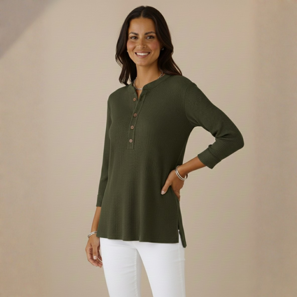 Claudia Buikcomfort Tuniek | Dames Top, Zachte Geribde Stof, Comfortabele Pasvorm