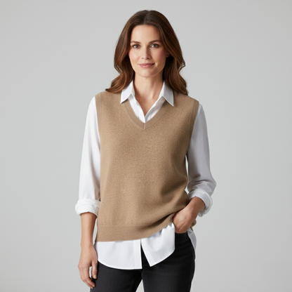 Ava Dames Vest | Elegant Vest, 100% Kasjmier, Verfijnde Pasvorm