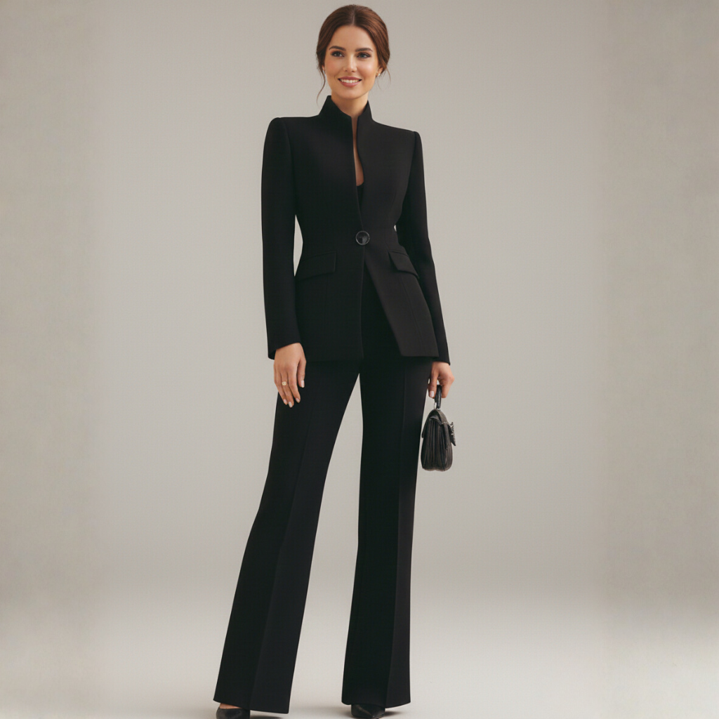 Imke Blazerset | Dames Set, Wolmix, Elegante Wijde Pijpen