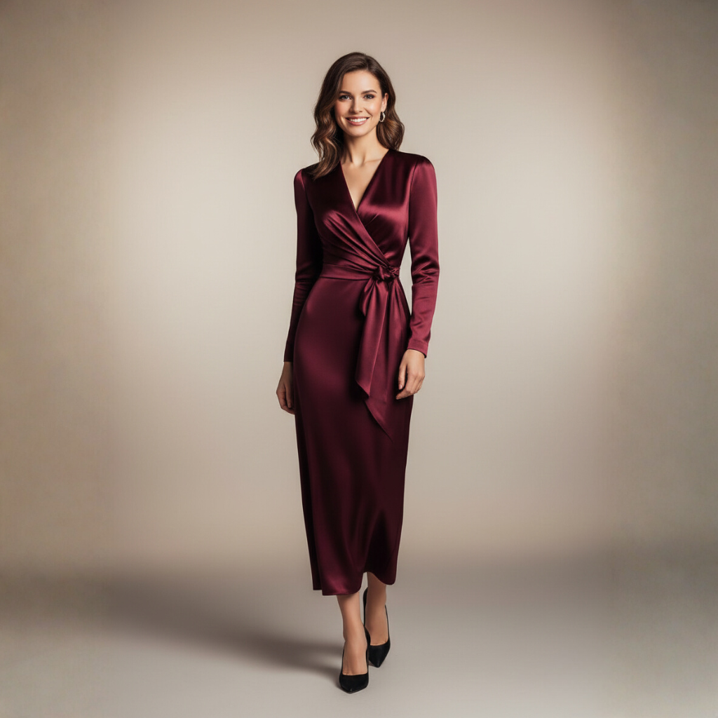 Isabelle Wikkeljurk | Dames Satijn Jurk, Elegante Pasvorm, Perfect voor Elke Gelegenheid