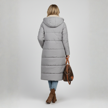 Eva Lange Winterjas | Dames Lange Gewatteerde Jas, Omkeerbaar Ontwerp, Met Capuchon