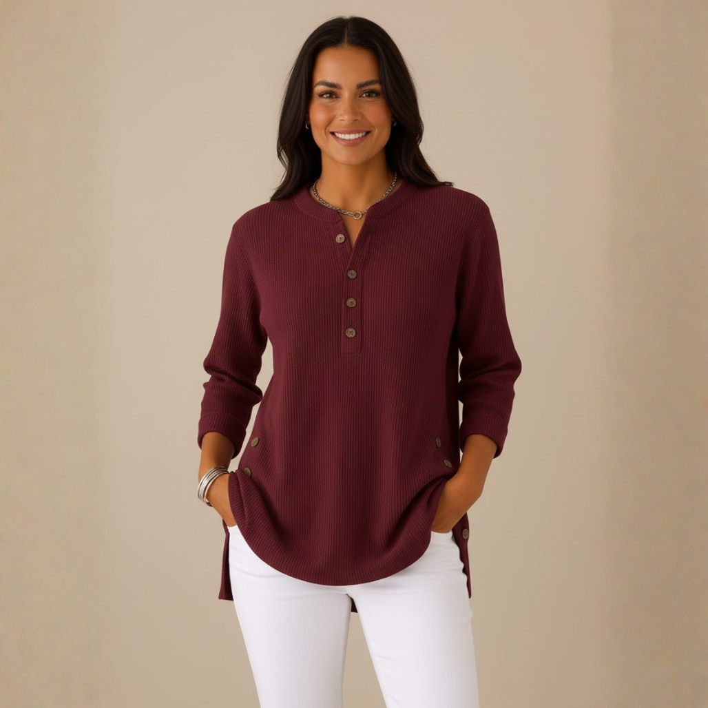 Claudia Buikcomfort Tuniek | Dames Top, Zachte Geribde Stof, Comfortabele Pasvorm