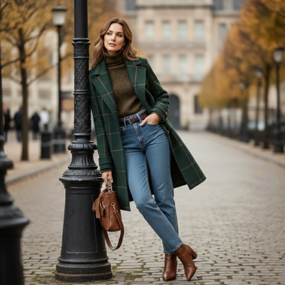 Rita Dames Winterjas | Vintage Tweed Overcoat, Elegant Design, Flatterende Pasvorm