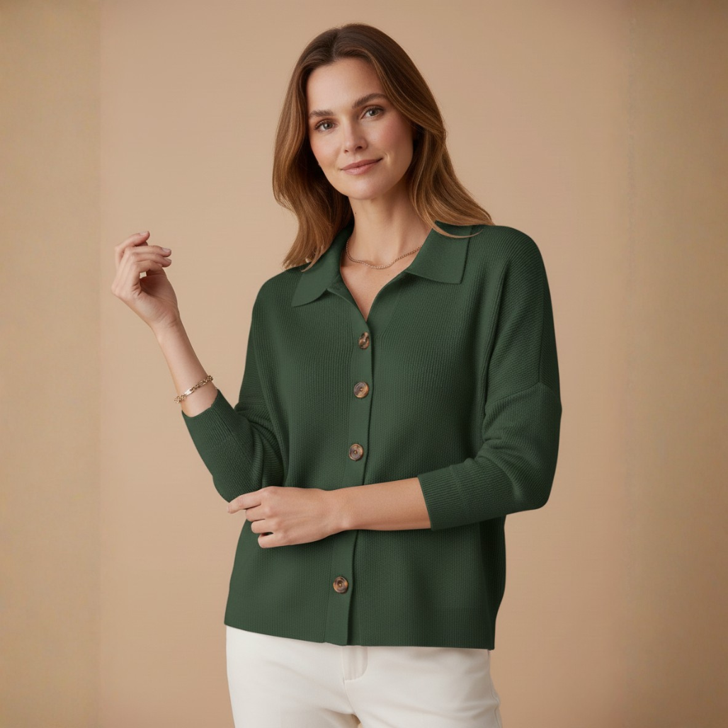 Mila Blouse | Dames Top, Fijngebreide Katoenmix, Tijdloos Design