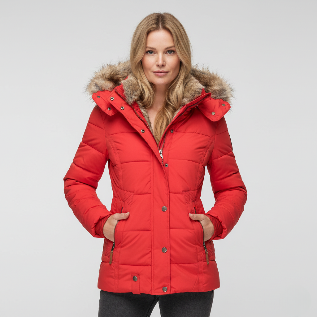 Lina Gewatteerde Winterjas | Dames Lange Winterjas, Verwijderbare Bontkap, Elegante Pasvorm