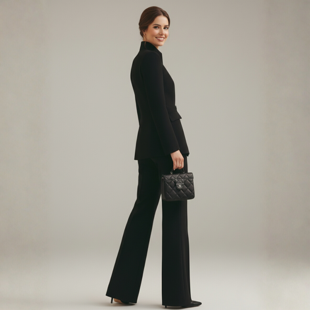 Imke Blazerset | Dames Set, Wolmix, Elegante Wijde Pijpen