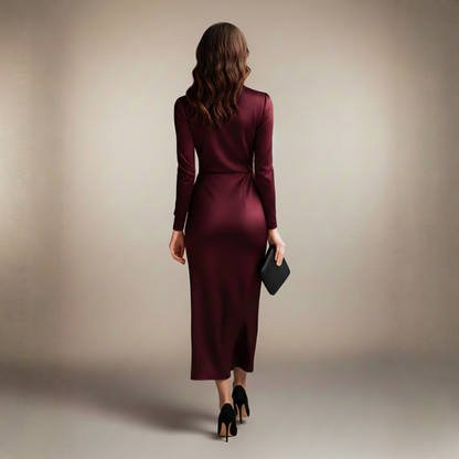 Isabelle Wikkeljurk | Dames Satijn Jurk, Elegante Pasvorm, Perfect voor Elke Gelegenheid