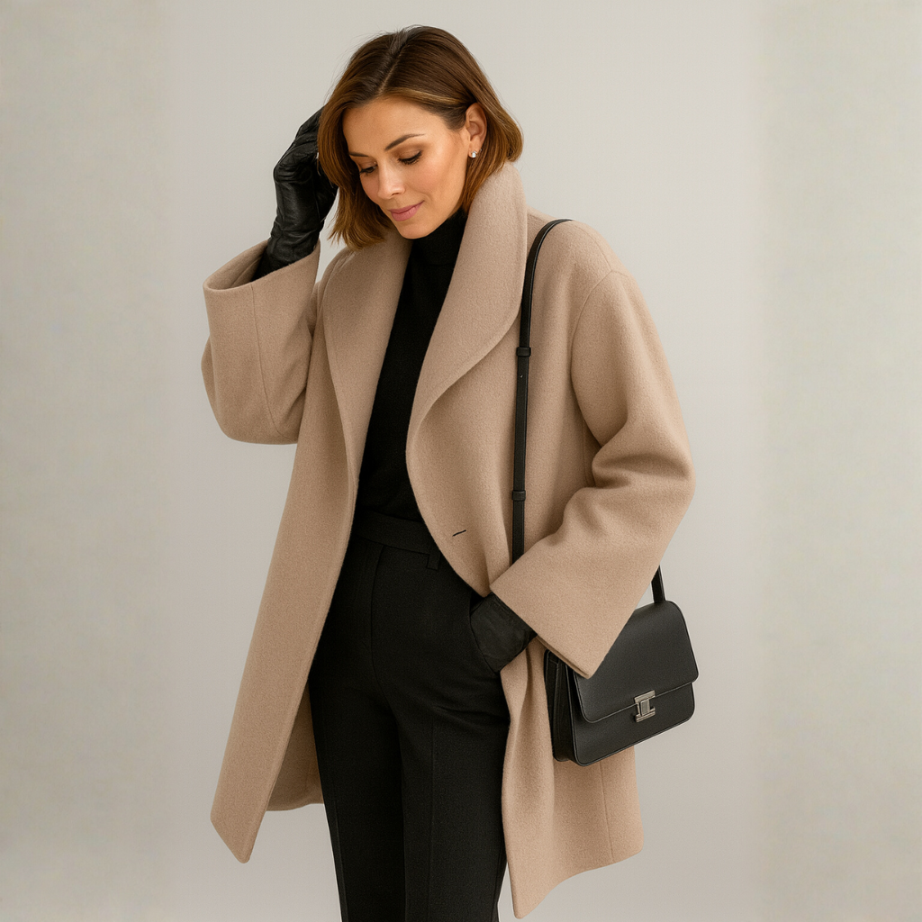 Celine Dames Jas | Lange Dames Jas Winter, Wol Blend, Winddicht Ontwerp