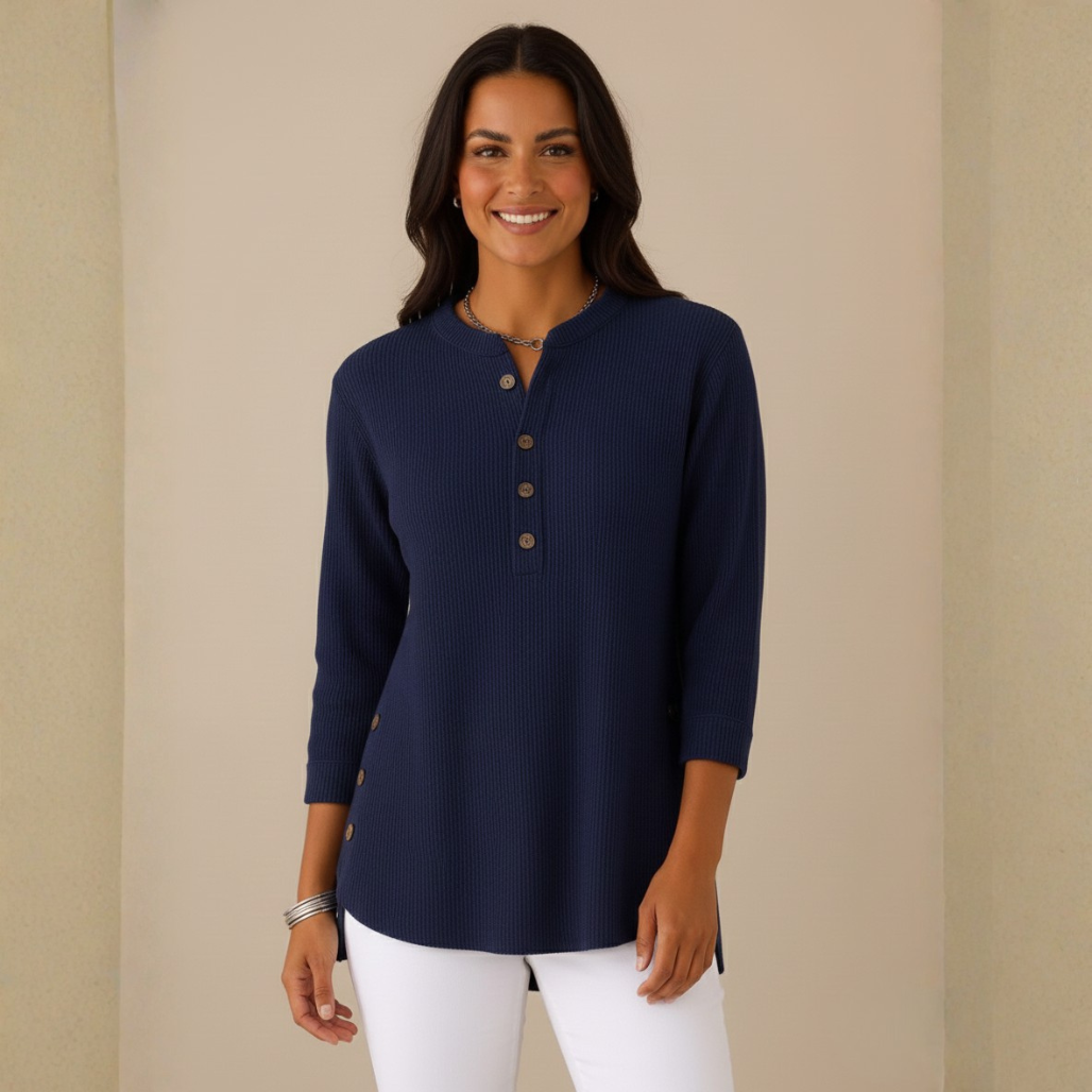Claudia Buikcomfort Tuniek | Dames Top, Zachte Geribde Stof, Comfortabele Pasvorm