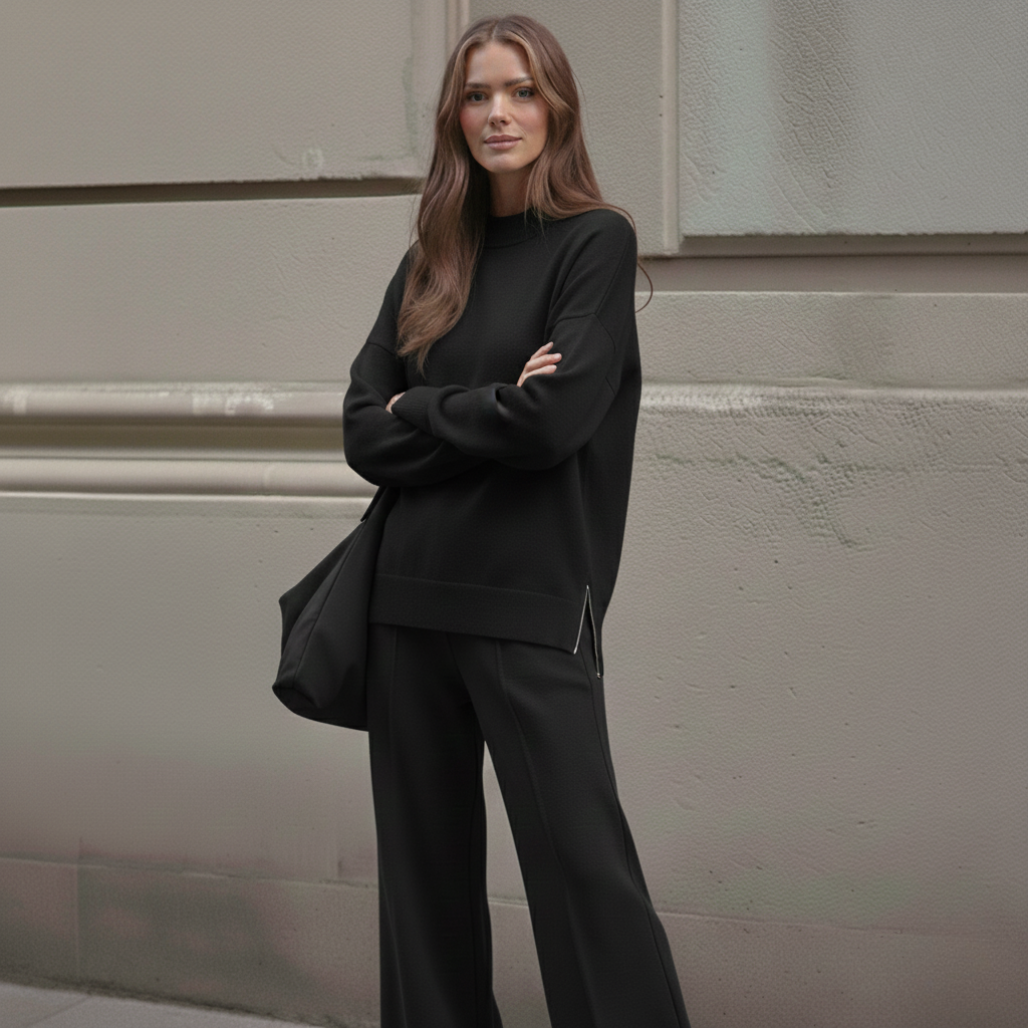 Hoge Kraag Sweatshirt Set | Dames 2 Delige Set, Zachte Mixstof, Modern Ontwerp