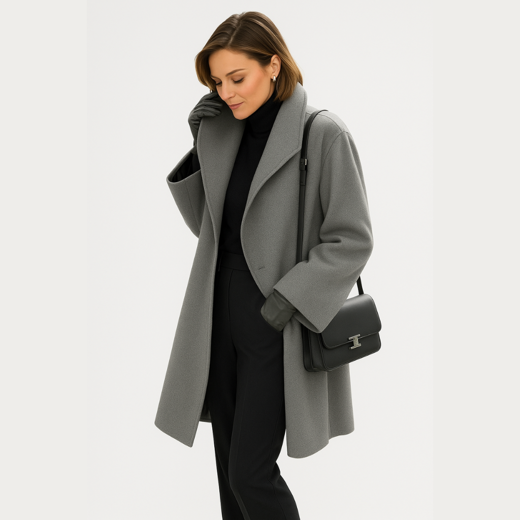 Celine Dames Jas | Lange Dames Jas Winter, Wol Blend, Winddicht Ontwerp