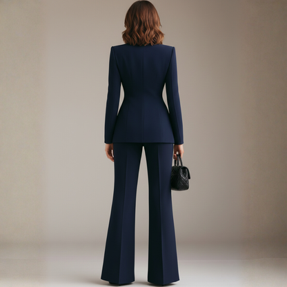 Imke Blazerset | Dames Set, Wolmix, Elegante Wijde Pijpen