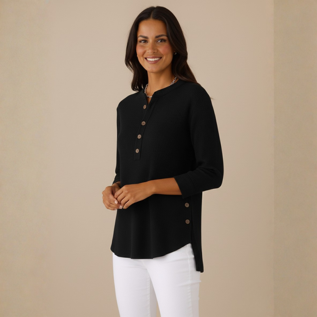 Claudia Buikcomfort Tuniek | Dames Top, Zachte Geribde Stof, Comfortabele Pasvorm