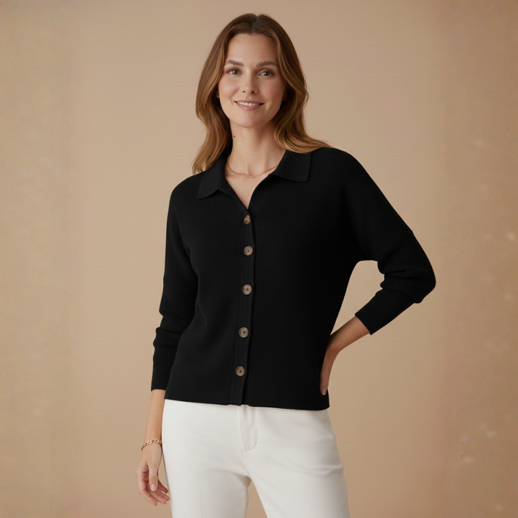 Mila Blouse | Dames Top, Fijngebreide Katoenmix, Tijdloos Design