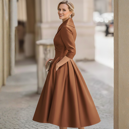 Mila Vintage Midi Jurk | Dames Jurk, Luxe Satijn, Elegante Pasvorm