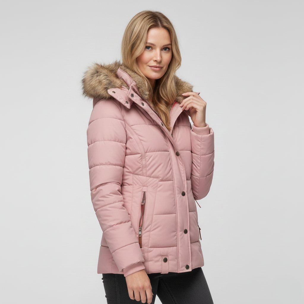 Lina Gewatteerde Winterjas | Dames Lange Winterjas, Verwijderbare Bontkap, Elegante Pasvorm