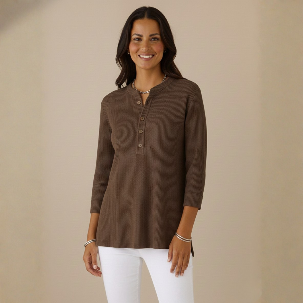 Claudia Buikcomfort Tuniek | Dames Top, Zachte Geribde Stof, Comfortabele Pasvorm