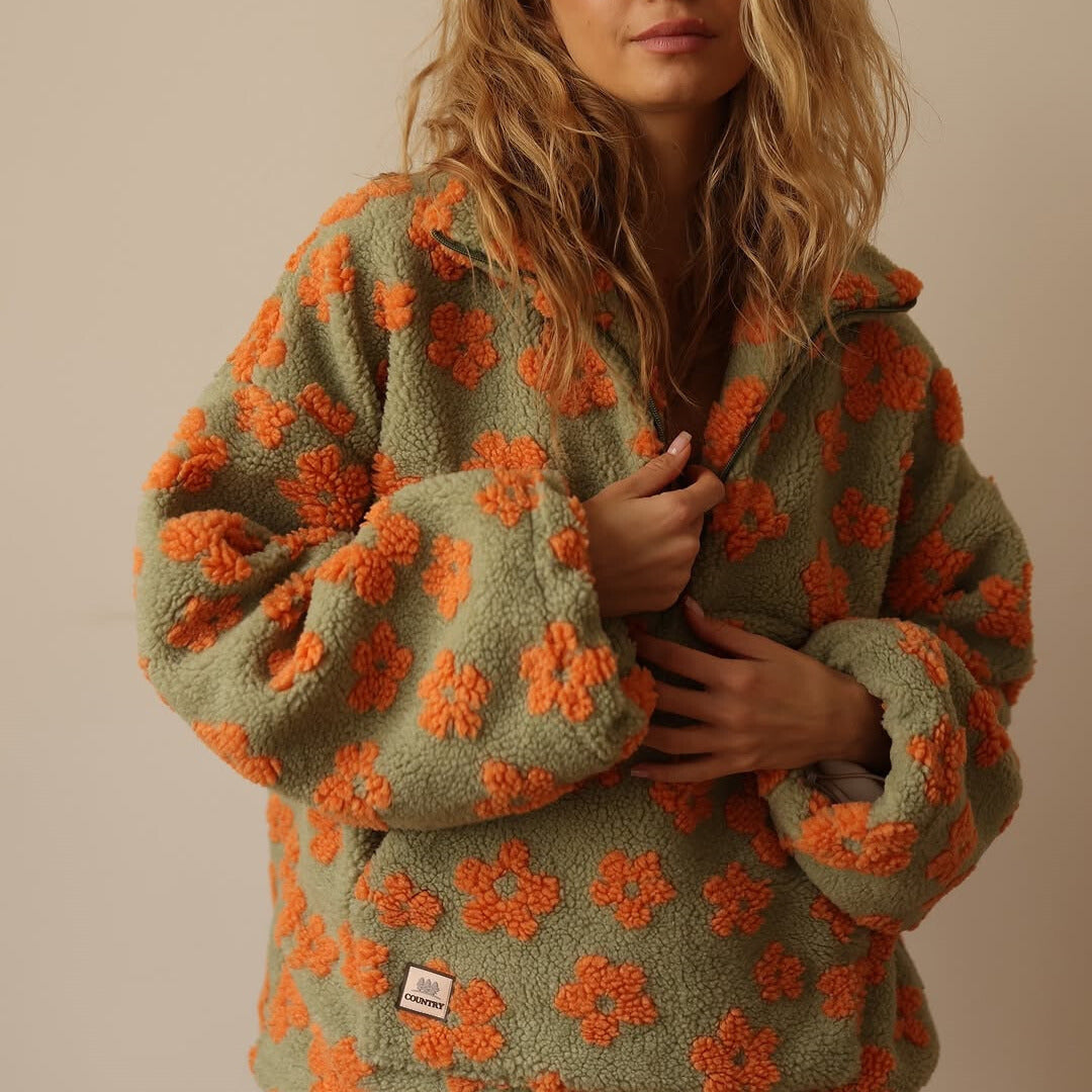 Daisy Sherpa Sweater | Dames Oversized Trui, Zachte Sherpa, Bohemian Style 3