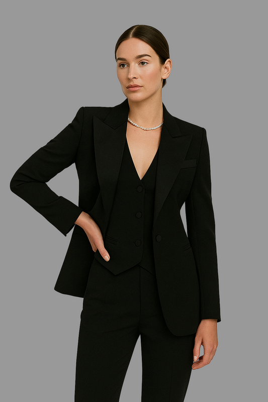 Liv Driedelige Kostuumset | Damespakken, Gestructureerde Blazer, Chique Vest, Slim-Fit Broek 0