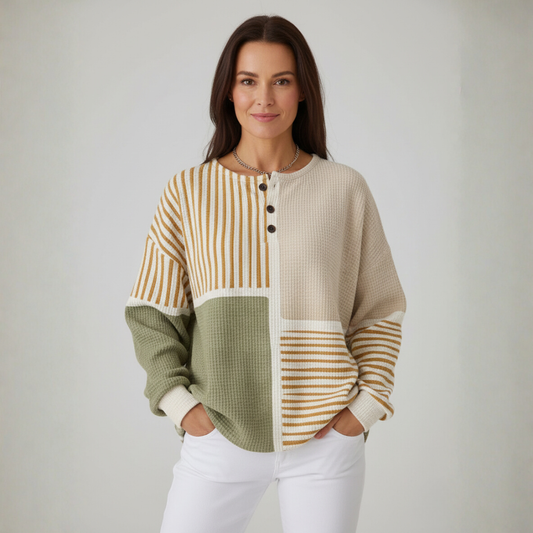 Luna Damestrui | Warme Dubbelgebreide Pullover, Zachte Wafelstof, Comfortabele Pasvorm