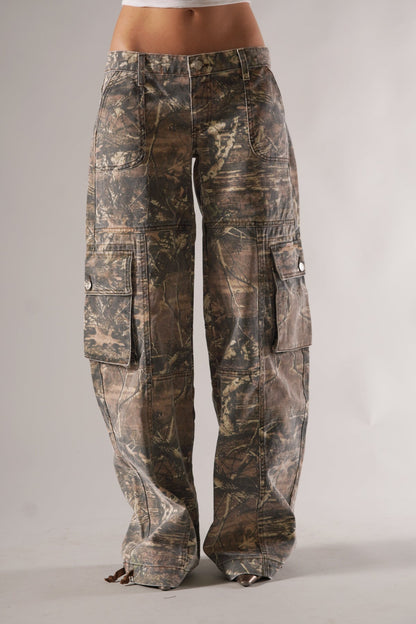 Valina Cargobroek | Dames Cargo Broek, Ademend Materiaal, Trendy Camouflageontwerp 0