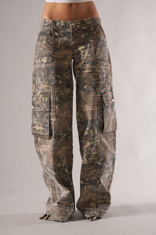 Valina Cargobroek | Dames Cargo Broek, Ademend Materiaal, Trendy Camouflageontwerp 0