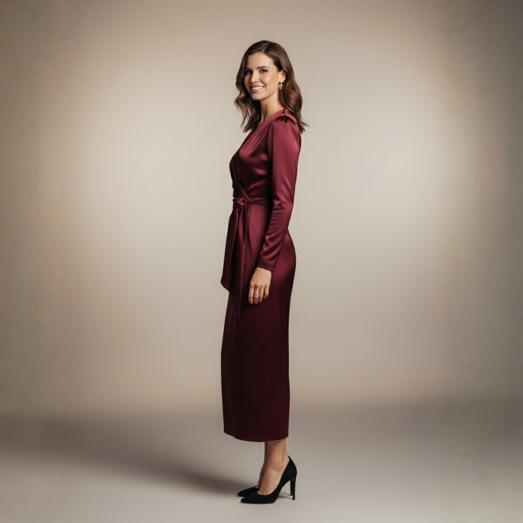 Isabelle Wikkeljurk | Dames Satijn Jurk, Elegante Pasvorm, Perfect voor Elke Gelegenheid